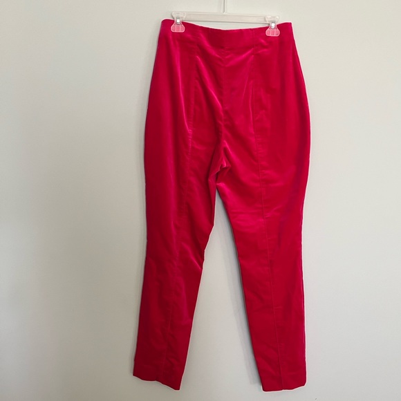 NWT Diane von Furstenberg Hot Pink Velvet High Waisted Pants Size 10 - Picture 5 of 9